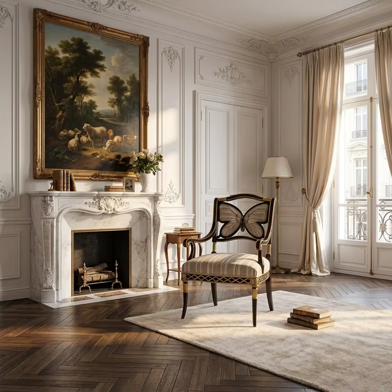 Papillon Butterfly-Back Luxury Accent Chair | French Classical Upholstered Armchair - EKAR,EKAR FURNITURE CO.,LTD,Papillon Butterfly-Back Luxury Accent Chair | French Classical Upholstered Armchair - EKAR,foshan furniture factory,custom Furniture factory,china furniture factory
