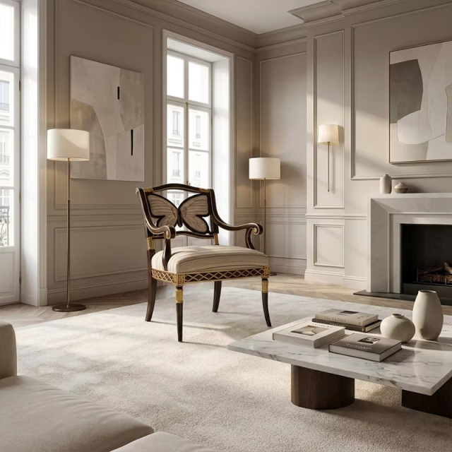 Papillon Butterfly-Back Luxury Accent Chair | French Classical Upholstered Armchair - EKAR,EKAR FURNITURE CO.,LTD,Papillon Butterfly-Back Luxury Accent Chair | French Classical Upholstered Armchair - EKAR,foshan furniture factory,custom Furniture factory,china furniture factory