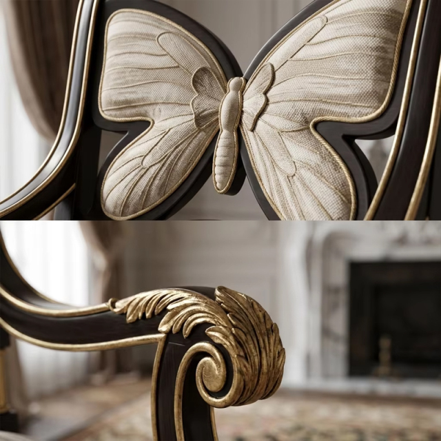 Papillon Butterfly-Back Luxury Accent Chair | French Classical Upholstered Armchair - EKAR,EKAR FURNITURE CO.,LTD,Papillon Butterfly-Back Luxury Accent Chair | French Classical Upholstered Armchair - EKAR,foshan furniture factory,custom Furniture factory,china furniture factory