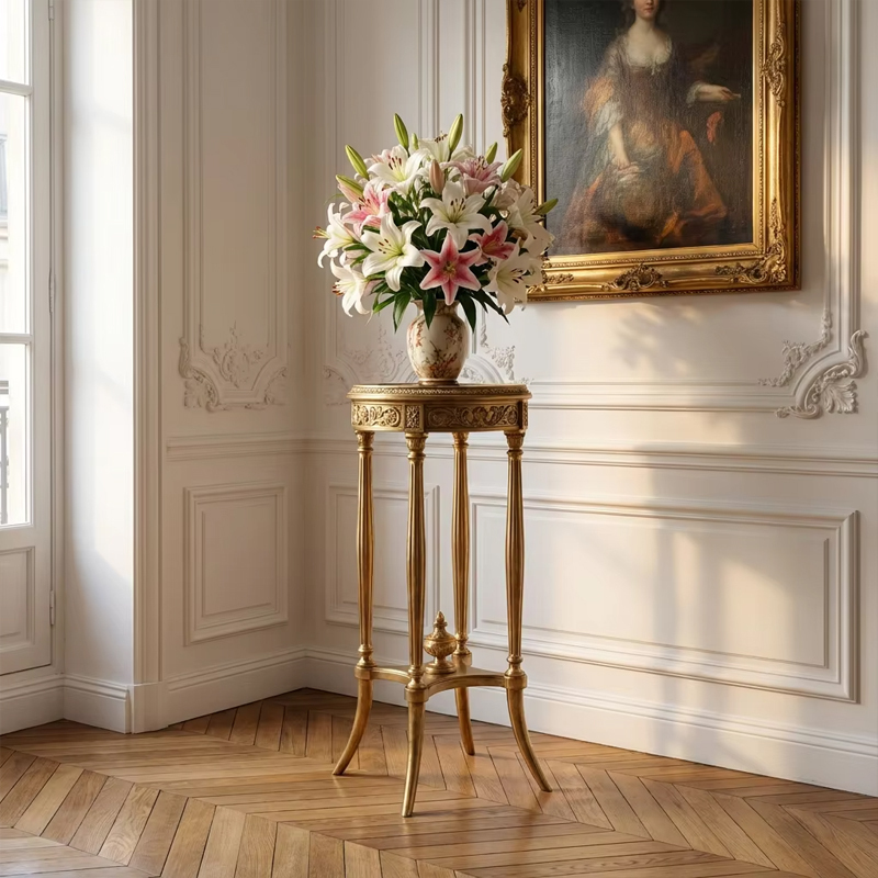 Aurelian Gilded Neoclassical Pedestal | Luxury French Classical Flower Stand - EKAR,EKAR FURNITURE CO.,LTD,Aurelian Gilded Neoclassical Pedestal | Luxury French Classical Flower Stand - EKAR,foshan furniture factory,custom Furniture factory,china furniture factory