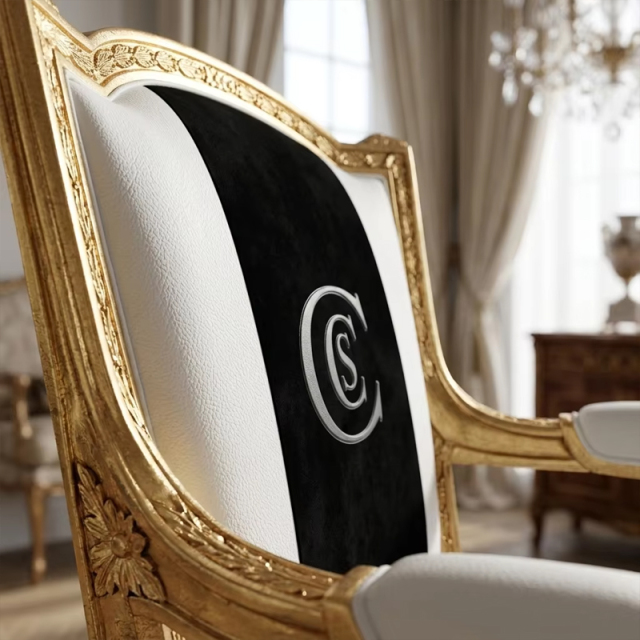 Monogrammed Sovereign French Classical Armchair | Luxury Gilded Black &amp; White Accent Chair - EKAR,EKAR FURNITURE CO.,LTD,Monogrammed Sovereign French Classical Armchair | Luxury Gilded Black &amp; White Accent Chair - EKAR,foshan furniture factory,custom Furniture factory,china furniture factory