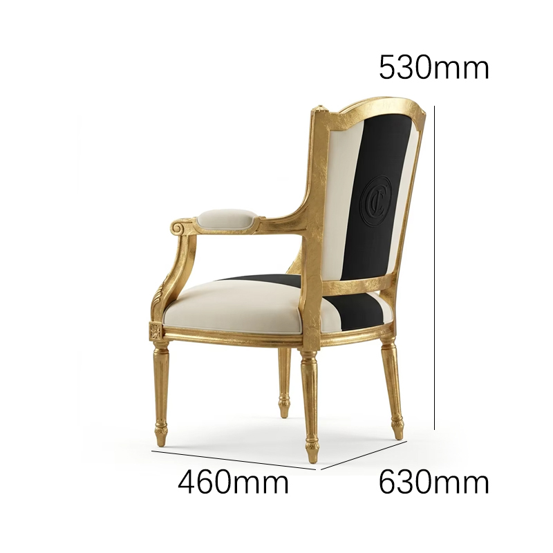 Monogrammed Sovereign French Classical Armchair | Luxury Gilded Black &amp; White Accent Chair - EKAR,EKAR FURNITURE CO.,LTD,Monogrammed Sovereign French Classical Armchair | Luxury Gilded Black &amp; White Accent Chair - EKAR,foshan furniture factory,custom Furniture factory,china furniture factory