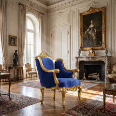 Versailles Sapphire Velvet Wingback Bergere Chair | Luxury Gilded French Classical Armchair - EKAR,MY SHOP,Versailles Sapphire Velvet Wingback Bergere Chair | Luxury Gilded French Classical Armchair - EKAR,foshan furniture factory,custom Furniture factory,china furniture factory