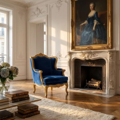 Versailles Sapphire Velvet Wingback Bergere Chair | Luxury Gilded French Classical Armchair - EKAR,MY SHOP,Versailles Sapphire Velvet Wingback Bergere Chair | Luxury Gilded French Classical Armchair - EKAR,foshan furniture factory,custom Furniture factory,china furniture factory