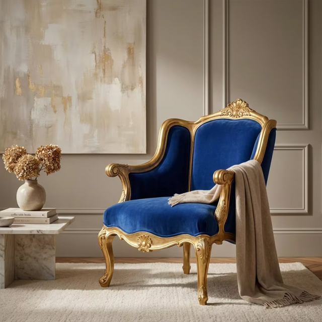 Versailles Sapphire Velvet Wingback Bergere Chair | Luxury Gilded French Classical Armchair - EKAR,MY SHOP,Versailles Sapphire Velvet Wingback Bergere Chair | Luxury Gilded French Classical Armchair - EKAR,foshan furniture factory,custom Furniture factory,china furniture factory