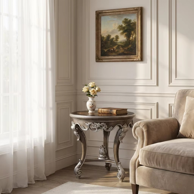 EKAR Furniture | Versailles Heritage Silver-Leaf Accent Table – Luxury French Classical Side Table,MY SHOP,EKAR Furniture | Versailles Heritage Silver-Leaf Accent Table – Luxury French Classical Side Table,foshan furniture factory,custom Furniture factory,china furniture factory