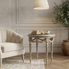 Aurelian Festoon Round Side Table | Luxury French Classical Neoclassical End Table - EKAR,MY SHOP,Aurelian Festoon Round Side Table | Luxury French Classical Neoclassical End Table - EKAR,foshan furniture factory,custom Furniture factory,china furniture factory
