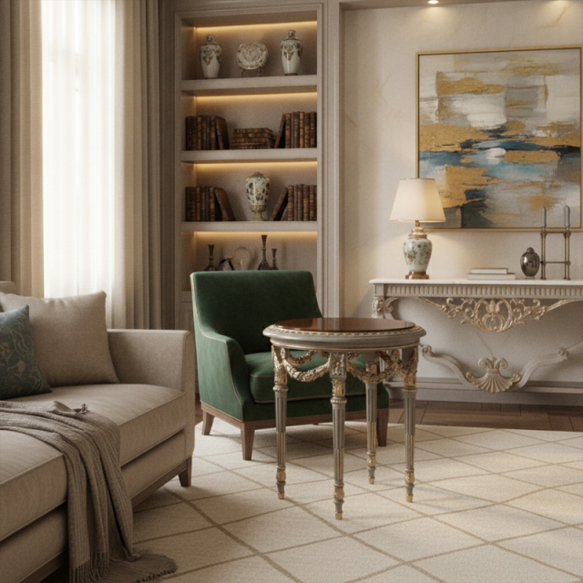 Aurelian Festoon Round Side Table | Luxury French Classical Neoclassical End Table - EKAR,MY SHOP,Aurelian Festoon Round Side Table | Luxury French Classical Neoclassical End Table - EKAR,foshan furniture factory,custom Furniture factory,china furniture factory
