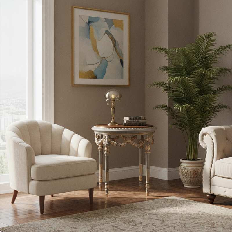 Aurelian Festoon Round Side Table | Luxury French Classical Neoclassical End Table - EKAR,MY SHOP,Aurelian Festoon Round Side Table | Luxury French Classical Neoclassical End Table - EKAR,foshan furniture factory,custom Furniture factory,china furniture factory