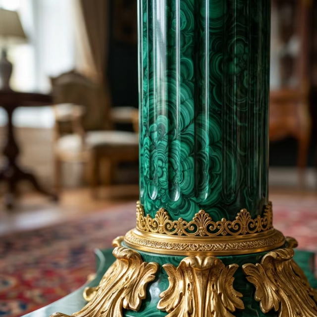 Emerald Regent Malachite Display Pedestal | Luxury French Classical Gilded Flower Stand - EKAR,EKAR FURNITURE CO.,LTD,Emerald Regent Malachite Display Pedestal | Luxury French Classical Gilded Flower Stand - EKAR,foshan furniture factory,custom Furniture factory,china furniture factory