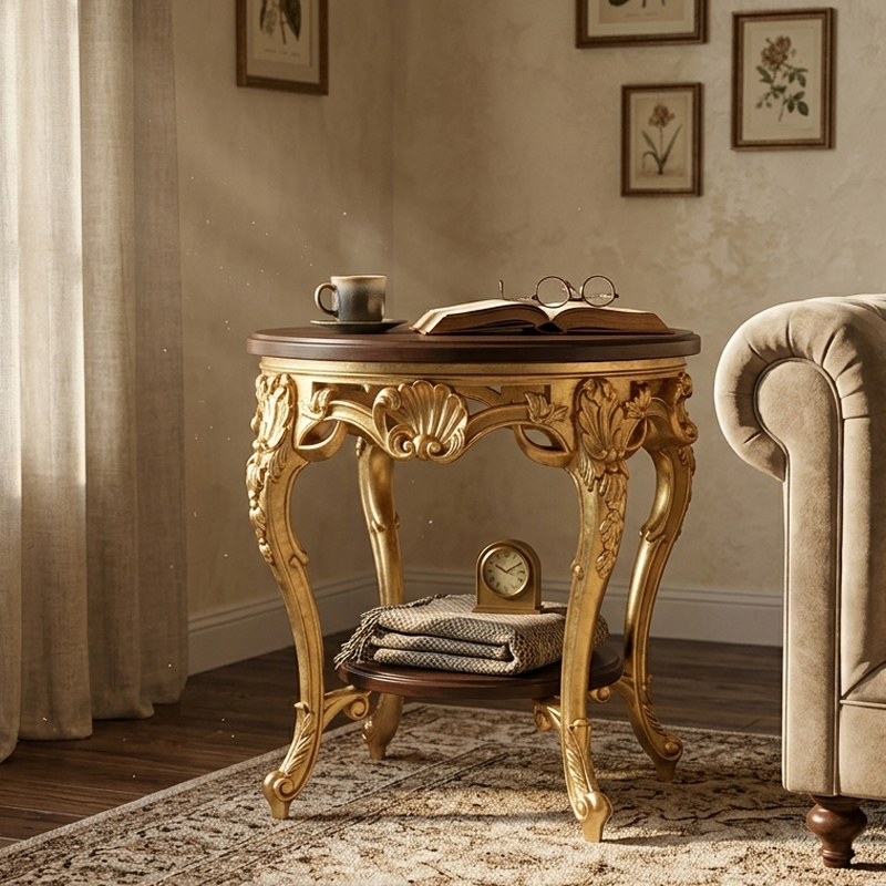 EKAR Classic French Rococo Round End Table | Ornate Gold Accent Side Table,EKAR FURNITURE CO.,LTD,EKAR Classic French Rococo Round End Table | Ornate Gold Accent Side Table,foshan furniture factory,custom Furniture factory,china furniture factory