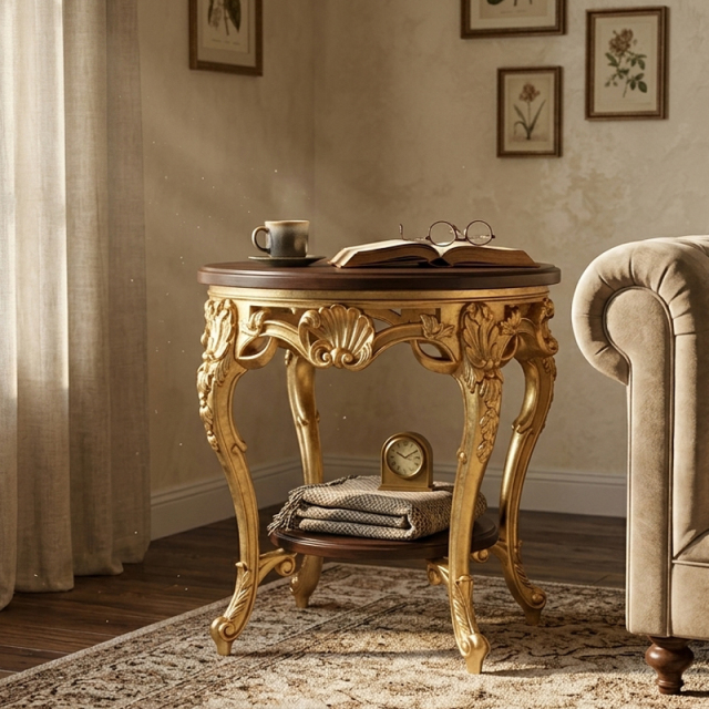 EKAR Classic French Rococo Round End Table | Ornate Gold Accent Side Table,EKAR FURNITURE CO.,LTD,EKAR Classic French Rococo Round End Table | Ornate Gold Accent Side Table,foshan furniture factory,custom Furniture factory,china furniture factory