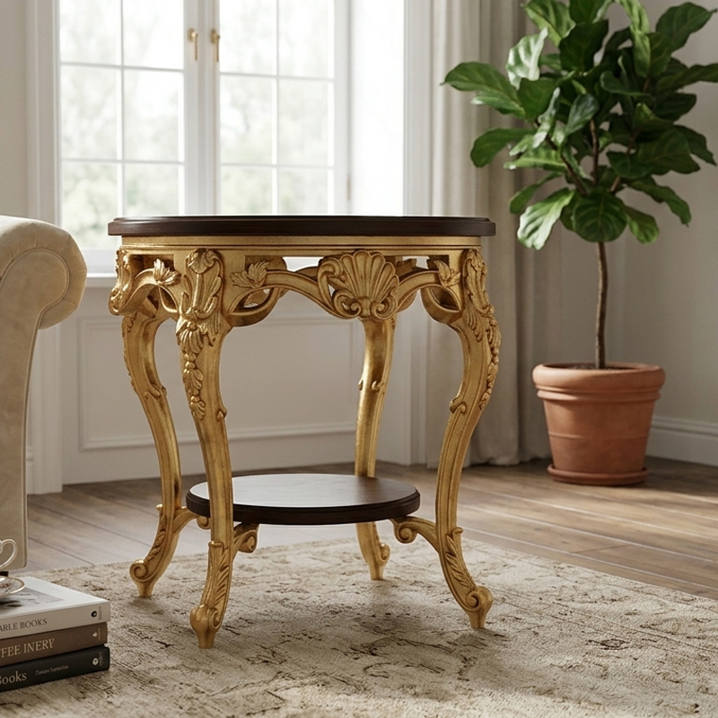 EKAR Classic French Rococo Round End Table | Ornate Gold Accent Side Table,EKAR FURNITURE CO.,LTD,EKAR Classic French Rococo Round End Table | Ornate Gold Accent Side Table,foshan furniture factory,custom Furniture factory,china furniture factory