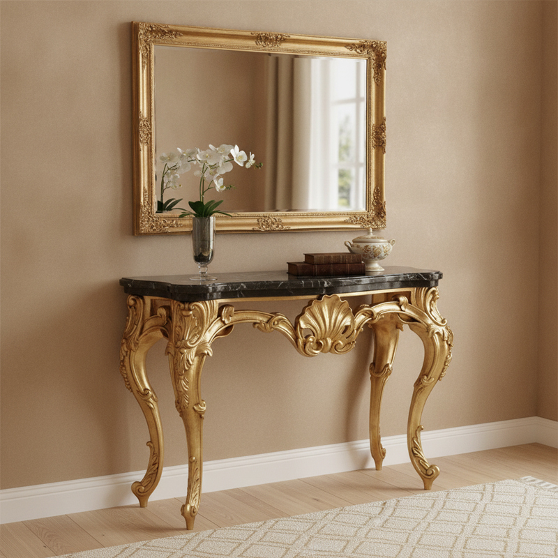 EKAR Classic French Rococo Gilt Console Table with Marble Top,EKAR FURNITURE CO.,LTD,EKAR Classic French Rococo Gilt Console Table with Marble Top,foshan furniture factory,custom Furniture factory,china furniture factory