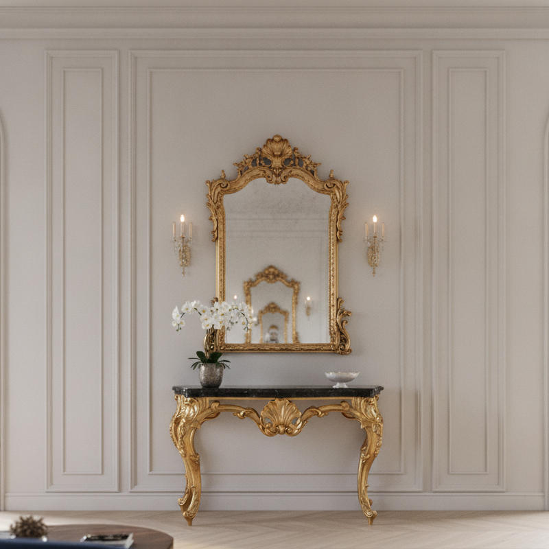EKAR Classic French Rococo Gilt Console Table with Marble Top,EKAR FURNITURE CO.,LTD,EKAR Classic French Rococo Gilt Console Table with Marble Top,foshan furniture factory,custom Furniture factory,china furniture factory