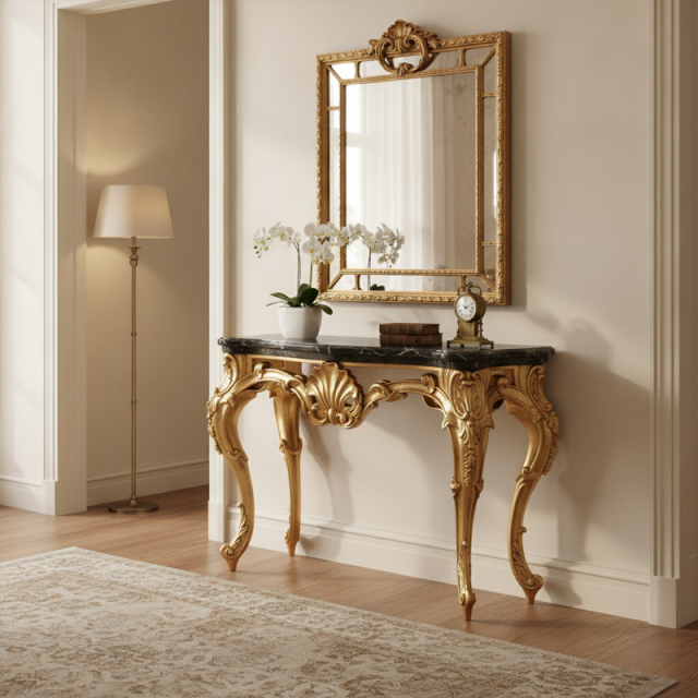 EKAR Classic French Rococo Gilt Console Table with Marble Top,EKAR FURNITURE CO.,LTD,EKAR Classic French Rococo Gilt Console Table with Marble Top,foshan furniture factory,custom Furniture factory,china furniture factory