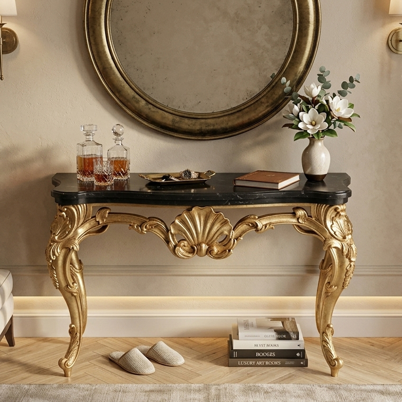 EKAR Classic French Rococo Gilt Console Table with Marble Top,EKAR FURNITURE CO.,LTD,EKAR Classic French Rococo Gilt Console Table with Marble Top,foshan furniture factory,custom Furniture factory,china furniture factory