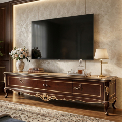 EKAR Classic French Marquetry Low TV Stand with Carved Legs,EKAR FURNITURE CO.,LTD,EKAR Classic French Marquetry Low TV Stand with Carved Legs,foshan furniture factory,custom Furniture factory,china furniture factory