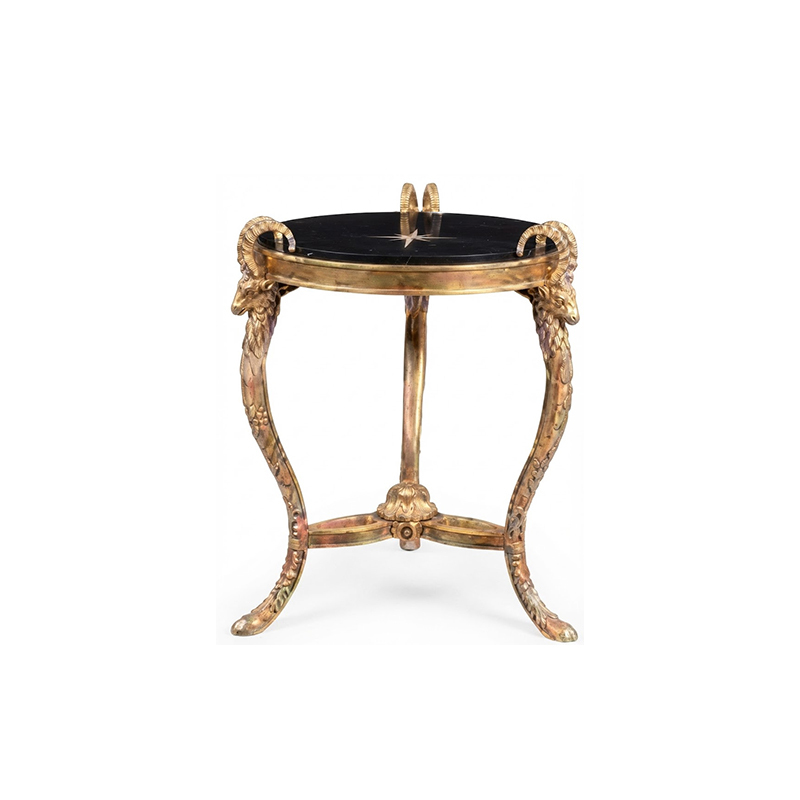 EKAR Neoclassical Round Gilded Side Table with Ram Head Accents,EKAR FURNITURE CO.,LTD,EKAR Neoclassical Round Gilded Side Table with Ram Head Accents,foshan furniture factory,custom Furniture factory,china furniture factory