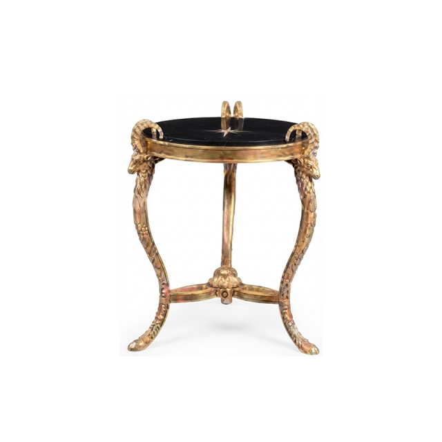 EKAR Neoclassical Round Gilded Side Table with Ram Head Accents,EKAR FURNITURE CO.,LTD,EKAR Neoclassical Round Gilded Side Table with Ram Head Accents,foshan furniture factory,custom Furniture factory,china furniture factory