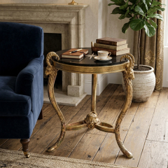 EKAR Neoclassical Round Gilded Side Table with Ram Head Accents,EKAR FURNITURE CO.,LTD,EKAR Neoclassical Round Gilded Side Table with Ram Head Accents,foshan furniture factory,custom Furniture factory,china furniture factory