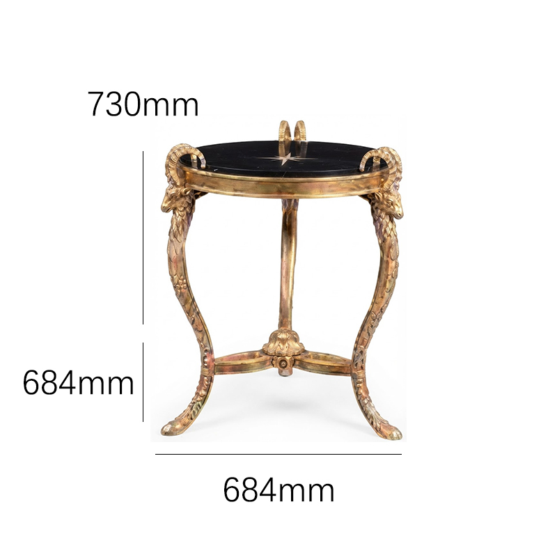 EKAR Neoclassical Round Gilded Side Table with Ram Head Accents,EKAR FURNITURE CO.,LTD,EKAR Neoclassical Round Gilded Side Table with Ram Head Accents,foshan furniture factory,custom Furniture factory,china furniture factory