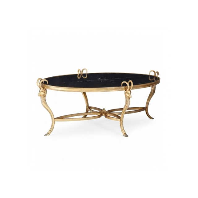 EKAR Neoclassical Oval Gilded Coffee Table with Ram Head Accents,EKAR FURNITURE CO.,LTD,EKAR Neoclassical Oval Gilded Coffee Table with Ram Head Accents,foshan furniture factory,custom Furniture factory,china furniture factory