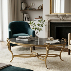 EKAR Neoclassical Oval Gilded Coffee Table with Ram Head Accents,EKAR FURNITURE CO.,LTD,EKAR Neoclassical Oval Gilded Coffee Table with Ram Head Accents,foshan furniture factory,custom Furniture factory,china furniture factory