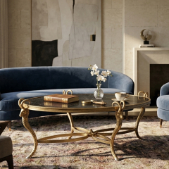 EKAR Neoclassical Oval Gilded Coffee Table with Ram Head Accents,EKAR FURNITURE CO.,LTD,EKAR Neoclassical Oval Gilded Coffee Table with Ram Head Accents,foshan furniture factory,custom Furniture factory,china furniture factory