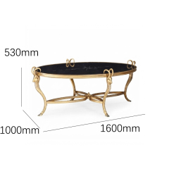 EKAR Neoclassical Oval Gilded Coffee Table with Ram Head Accents,EKAR FURNITURE CO.,LTD,EKAR Neoclassical Oval Gilded Coffee Table with Ram Head Accents,foshan furniture factory,custom Furniture factory,china furniture factory