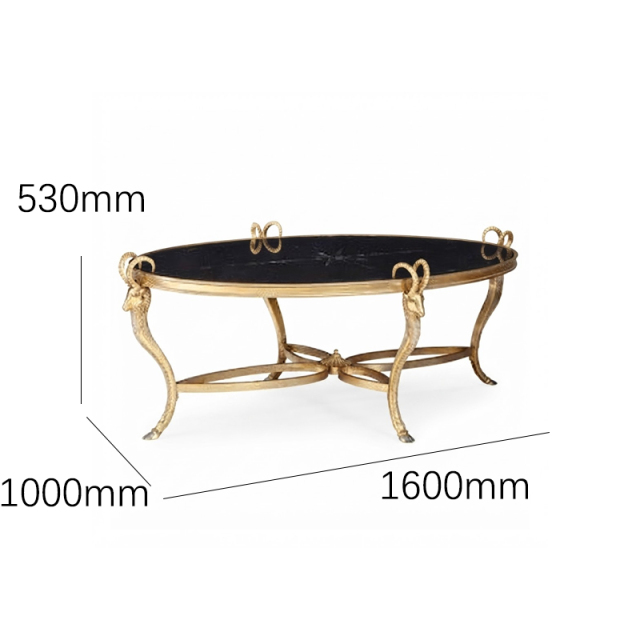 EKAR Neoclassical Oval Gilded Coffee Table with Ram Head Accents,EKAR FURNITURE CO.,LTD,EKAR Neoclassical Oval Gilded Coffee Table with Ram Head Accents,foshan furniture factory,custom Furniture factory,china furniture factory