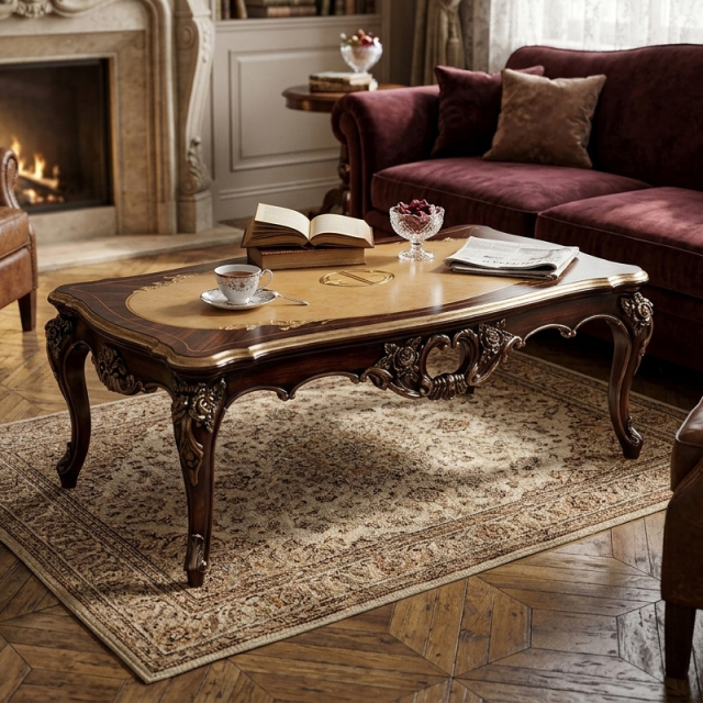 EKAR Classic French Rococo Carved Wood Coffee Table with Marquetry Top,EKAR FURNITURE CO.,LTD,EKAR Classic French Rococo Carved Wood Coffee Table with Marquetry Top,foshan furniture factory,custom Furniture factory,china furniture factory