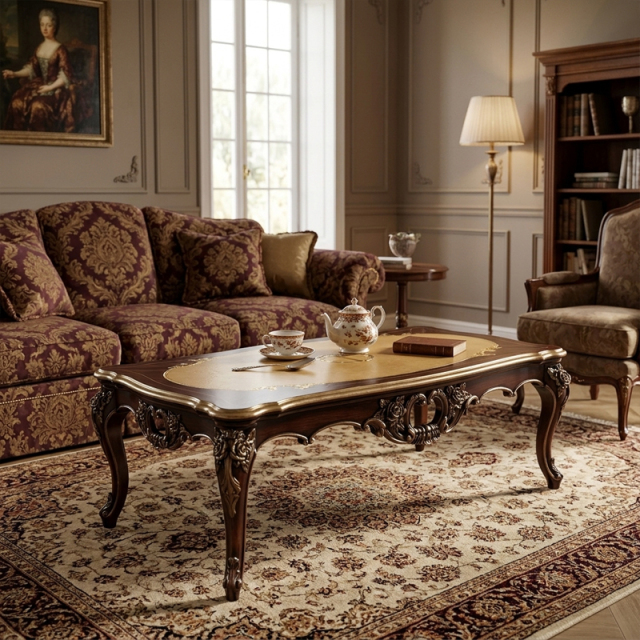 EKAR Classic French Rococo Carved Wood Coffee Table with Marquetry Top,EKAR FURNITURE CO.,LTD,EKAR Classic French Rococo Carved Wood Coffee Table with Marquetry Top,foshan furniture factory,custom Furniture factory,china furniture factory