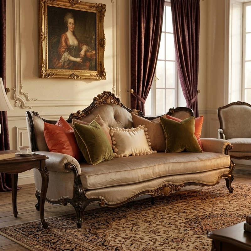 EKAR Classic French Tufted Camelback Sofa with Dark Carved Wood Frame,EKAR FURNITURE CO.,LTD,EKAR Classic French Tufted Camelback Sofa with Dark Carved Wood Frame,foshan furniture factory,custom Furniture factory,china furniture factory