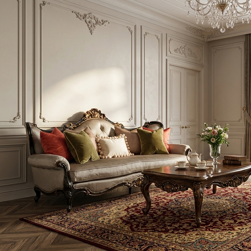 EKAR Classic French Tufted Camelback Sofa with Dark Carved Wood Frame,EKAR FURNITURE CO.,LTD,EKAR Classic French Tufted Camelback Sofa with Dark Carved Wood Frame,foshan furniture factory,custom Furniture factory,china furniture factory