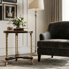 Noir Royale Gilded Pedestal Side Table - Luxury French Classical Accent Table | EKAR FURNITURE,EKAR FURNITURE CO.,LTD,Noir Royale Gilded Pedestal Side Table - Luxury French Classical Accent Table | EKAR FURNITURE,foshan furniture factory,custom Furniture factory,china furniture factory