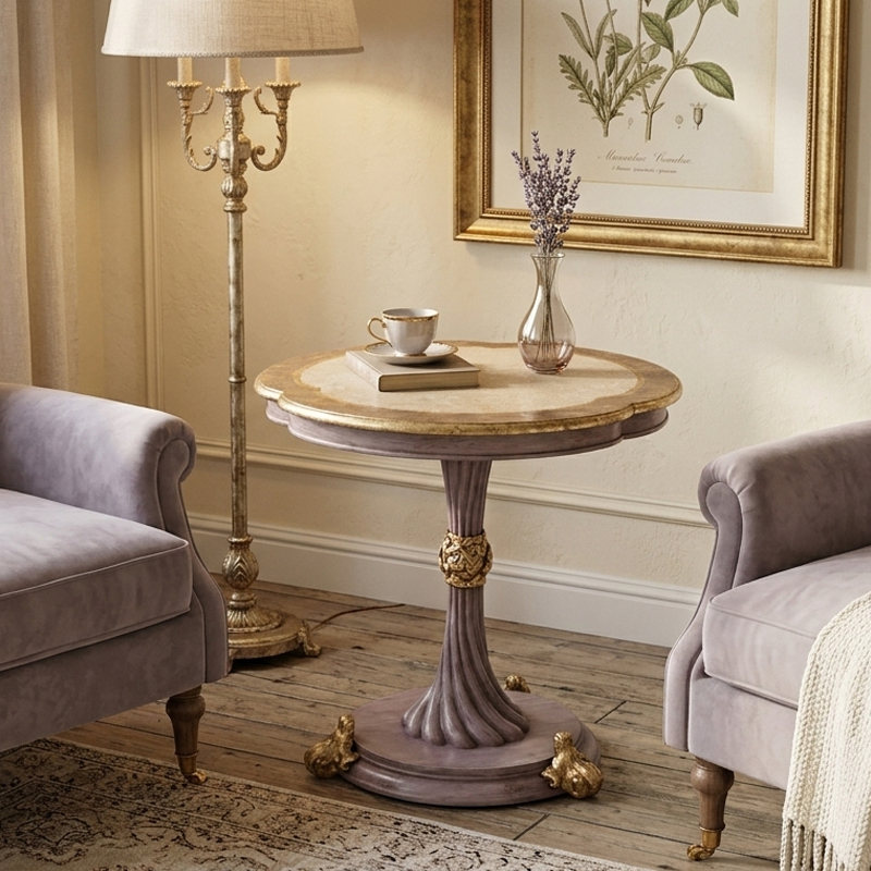 Ophelia Gilded Pedestal Accent Table - Luxury French Classical Side Table | EKAR FURNITURE,EKAR FURNITURE CO.,LTD,Ophelia Gilded Pedestal Accent Table - Luxury French Classical Side Table | EKAR FURNITURE,foshan furniture factory,custom Furniture factory,china furniture factory
