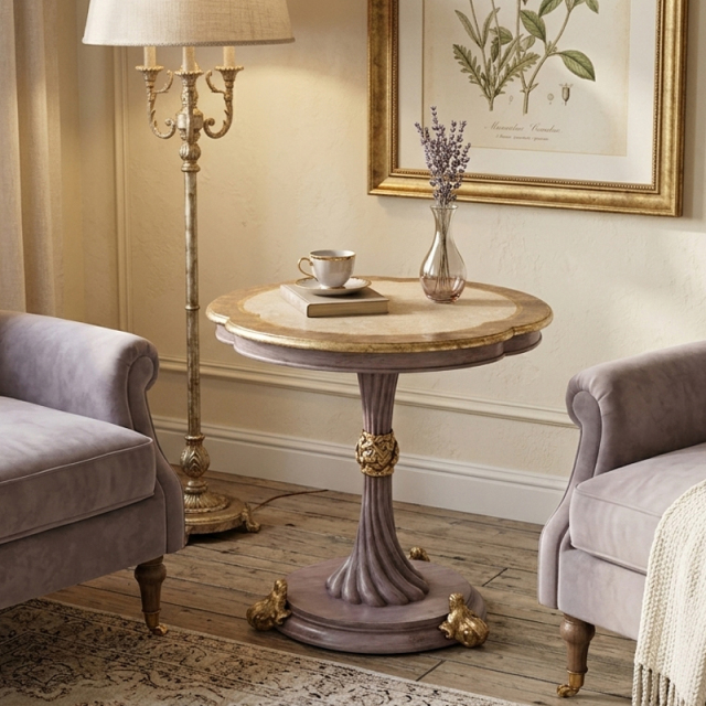 Ophelia Gilded Pedestal Accent Table - Luxury French Classical Side Table | EKAR FURNITURE,EKAR FURNITURE CO.,LTD,Ophelia Gilded Pedestal Accent Table - Luxury French Classical Side Table | EKAR FURNITURE,foshan furniture factory,custom Furniture factory,china furniture factory