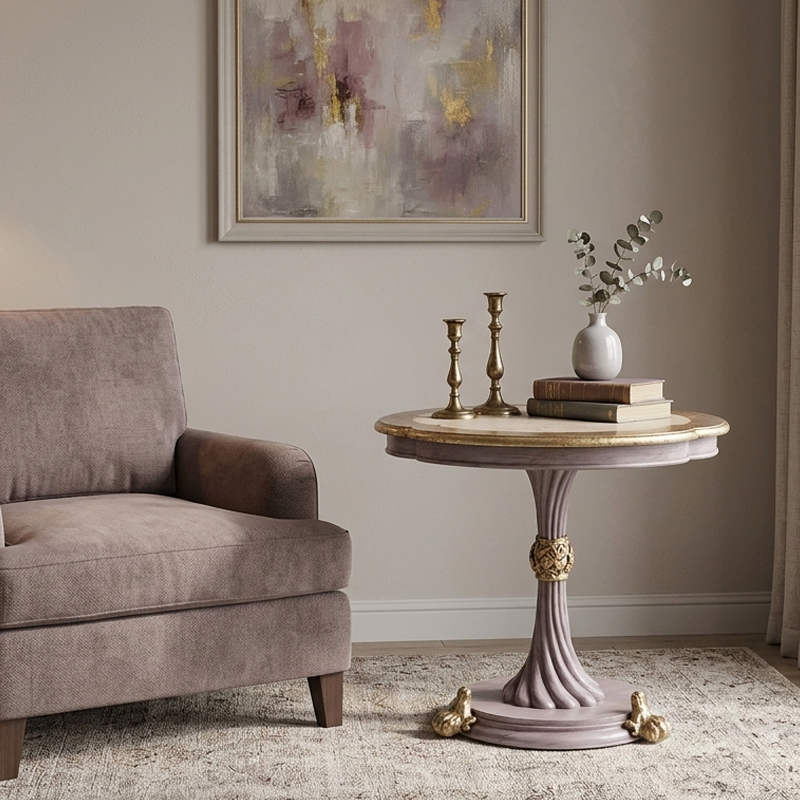 Ophelia Gilded Pedestal Accent Table - Luxury French Classical Side Table | EKAR FURNITURE,EKAR FURNITURE CO.,LTD,Ophelia Gilded Pedestal Accent Table - Luxury French Classical Side Table | EKAR FURNITURE,foshan furniture factory,custom Furniture factory,china furniture factory