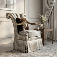 Sovereign Silver-Leaf Wingback Accent Chair - Luxury French Classical Velvet Armchair | EKAR FURNITURE,EKAR FURNITURE CO.,LTD,Sovereign Silver-Leaf Wingback Accent Chair - Luxury French Classical Velvet Armchair | EKAR FURNITURE,foshan furniture factory,custom Furniture factory,china furniture factory