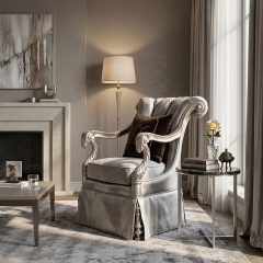 Sovereign Silver-Leaf Wingback Accent Chair - Luxury French Classical Velvet Armchair | EKAR FURNITURE,EKAR FURNITURE CO.,LTD,Sovereign Silver-Leaf Wingback Accent Chair - Luxury French Classical Velvet Armchair | EKAR FURNITURE,foshan furniture factory,custom Furniture factory,china furniture factory