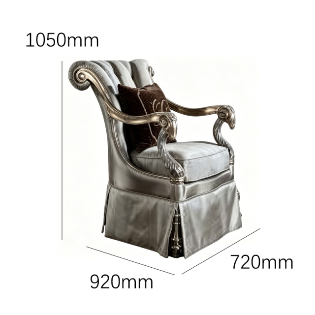 Sovereign Silver-Leaf Wingback Accent Chair - Luxury French Classical Velvet Armchair | EKAR FURNITURE,EKAR FURNITURE CO.,LTD,Sovereign Silver-Leaf Wingback Accent Chair - Luxury French Classical Velvet Armchair | EKAR FURNITURE,foshan furniture factory,custom Furniture factory,china furniture factory
