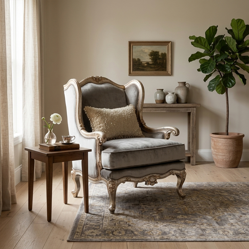 Celeste Gilded Wingback Accent Chair - Luxury French Classical Armchair | EKAR FURNITURE,EKAR FURNITURE CO.,LTD,Celeste Gilded Wingback Accent Chair - Luxury French Classical Armchair | EKAR FURNITURE,foshan furniture factory,custom Furniture factory,china furniture factory