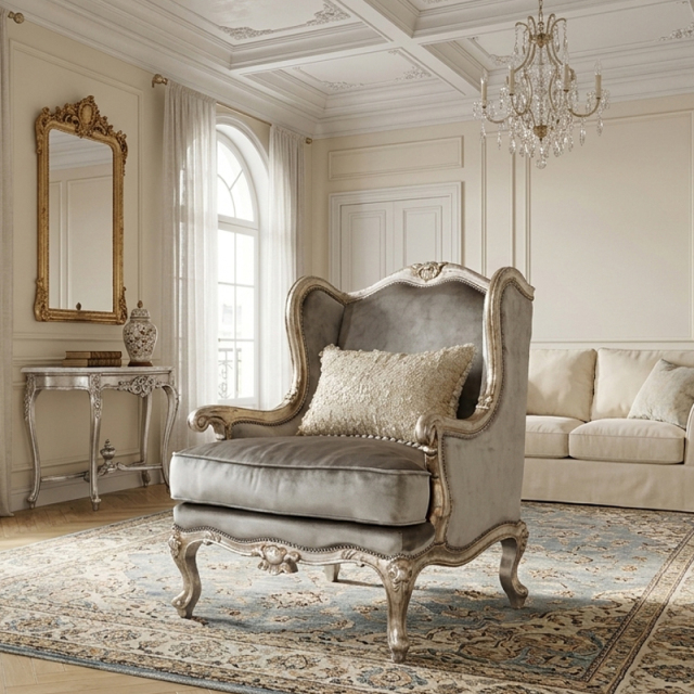 Celeste Gilded Wingback Accent Chair - Luxury French Classical Armchair | EKAR FURNITURE,EKAR FURNITURE CO.,LTD,Celeste Gilded Wingback Accent Chair - Luxury French Classical Armchair | EKAR FURNITURE,foshan furniture factory,custom Furniture factory,china furniture factory