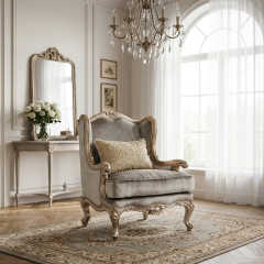 Celeste Gilded Wingback Accent Chair - Luxury French Classical Armchair | EKAR FURNITURE,EKAR FURNITURE CO.,LTD,Celeste Gilded Wingback Accent Chair - Luxury French Classical Armchair | EKAR FURNITURE,foshan furniture factory,custom Furniture factory,china furniture factory