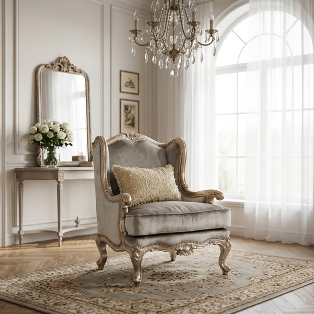 Celeste Gilded Wingback Accent Chair - Luxury French Classical Armchair | EKAR FURNITURE,EKAR FURNITURE CO.,LTD,Celeste Gilded Wingback Accent Chair - Luxury French Classical Armchair | EKAR FURNITURE,foshan furniture factory,custom Furniture factory,china furniture factory