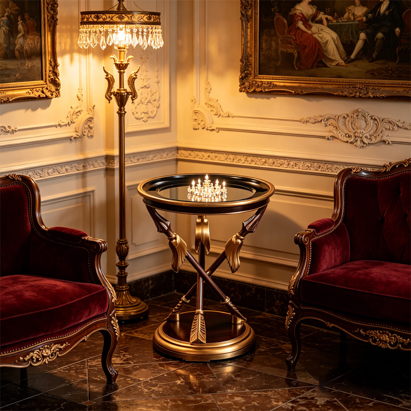 EKAR Neoclassical Crossed Arrow Round Side Table with Glass Top,EKAR FURNITURE CO.,LTD,EKAR Neoclassical Crossed Arrow Round Side Table with Glass Top,foshan furniture factory,custom Furniture factory,china furniture factory