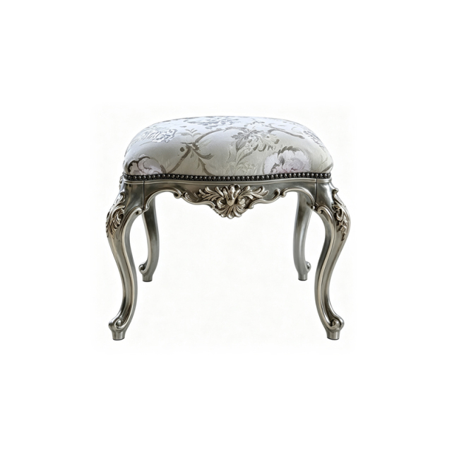 EKAR Classic French Rococo Vanity Stool with Floral Brocade Seat,MY SHOP,EKAR Classic French Rococo Vanity Stool with Floral Brocade Seat,foshan furniture factory,custom Furniture factory,china furniture factory