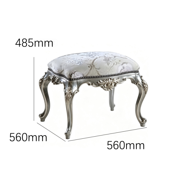 EKAR Classic French Rococo Vanity Stool with Floral Brocade Seat,MY SHOP,EKAR Classic French Rococo Vanity Stool with Floral Brocade Seat,foshan furniture factory,custom Furniture factory,china furniture factory