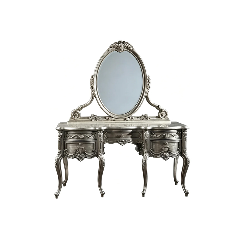 EKAR Classic French Rococo Vanity Dressing Table with Oval Mirror,MY SHOP,EKAR Classic French Rococo Vanity Dressing Table with Oval Mirror,foshan furniture factory,custom Furniture factory,china furniture factory